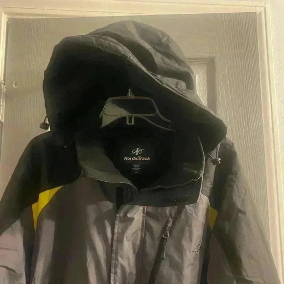 Mens NordiacTrack fleece lined jacket with adjustable hood front zipper size LG - Picture 11 of 16